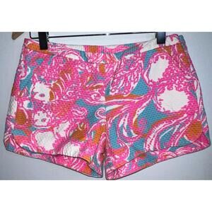 Lilly Pulitzer Adie Shorts Side Zip Pink/Orange/Blue Floral Size 4